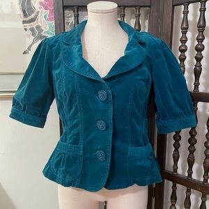 SONOMA Y2K Blue Corduroy Puff Sleeve Babydoll Jacket Top Petite Large